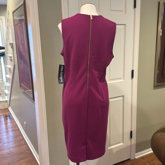 NWT Nina Leonard Sz Large Fuschia Crepe (?) Sheath Shift Dress - Picture 4 of 7
